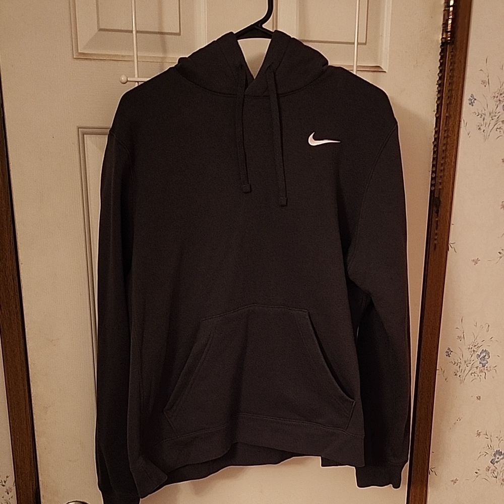 Nike Gray Club Fleece Hoodie with White Embroidered Logo